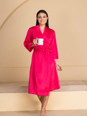 Hot Pink Bride Robe with Swaroski